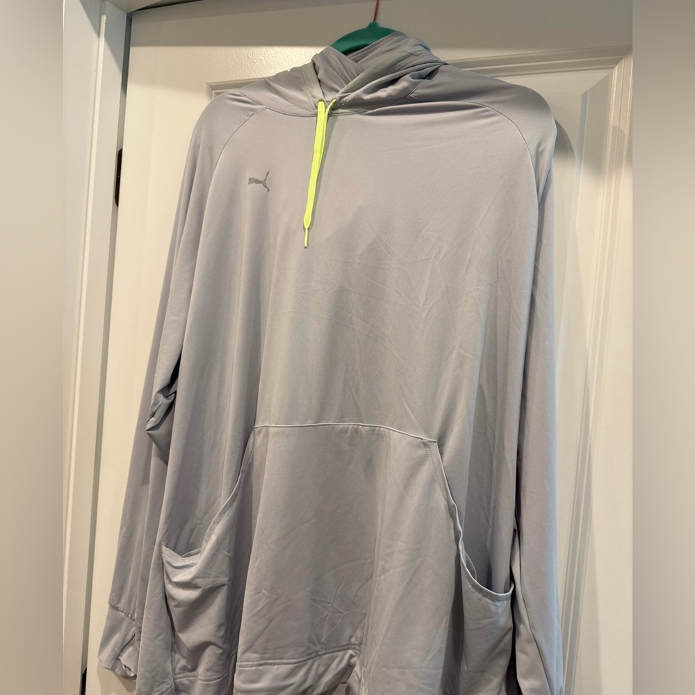 Puma Light Gray Hoodie Jacket with Neon Accent